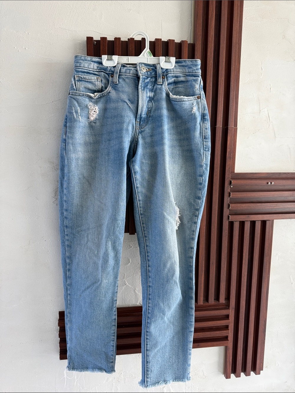 Old Navy Light Blue Straight Leg Distressed Jeans